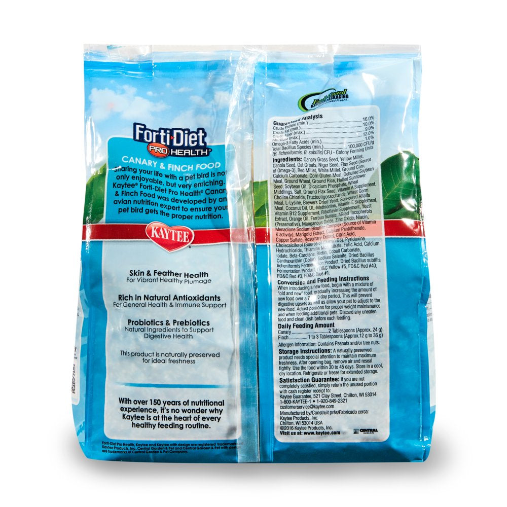 Kaytee Forti-Diet Pro Health Canary & Finch Pet Bird Food, 2 Lb Animals & Pet Supplies > Pet Supplies > Bird Supplies > Bird Food Central Garden and Pet