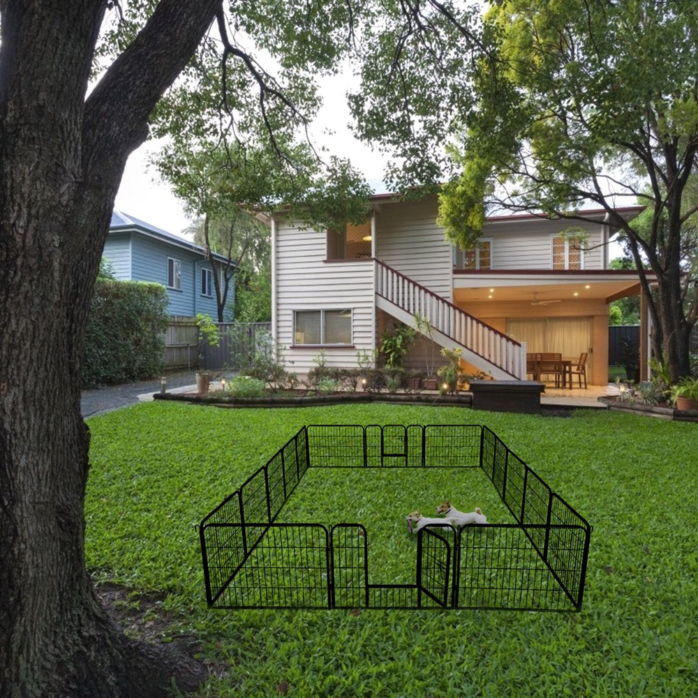 SKYLAND 24 Inch Metal Dog Pen Foldable 16 Panels Puppy Cat Exercise Fence Barrier Playpen Kennel Animals & Pet Supplies > Pet Supplies > Dog Supplies > Dog Kennels & Runs Skyland