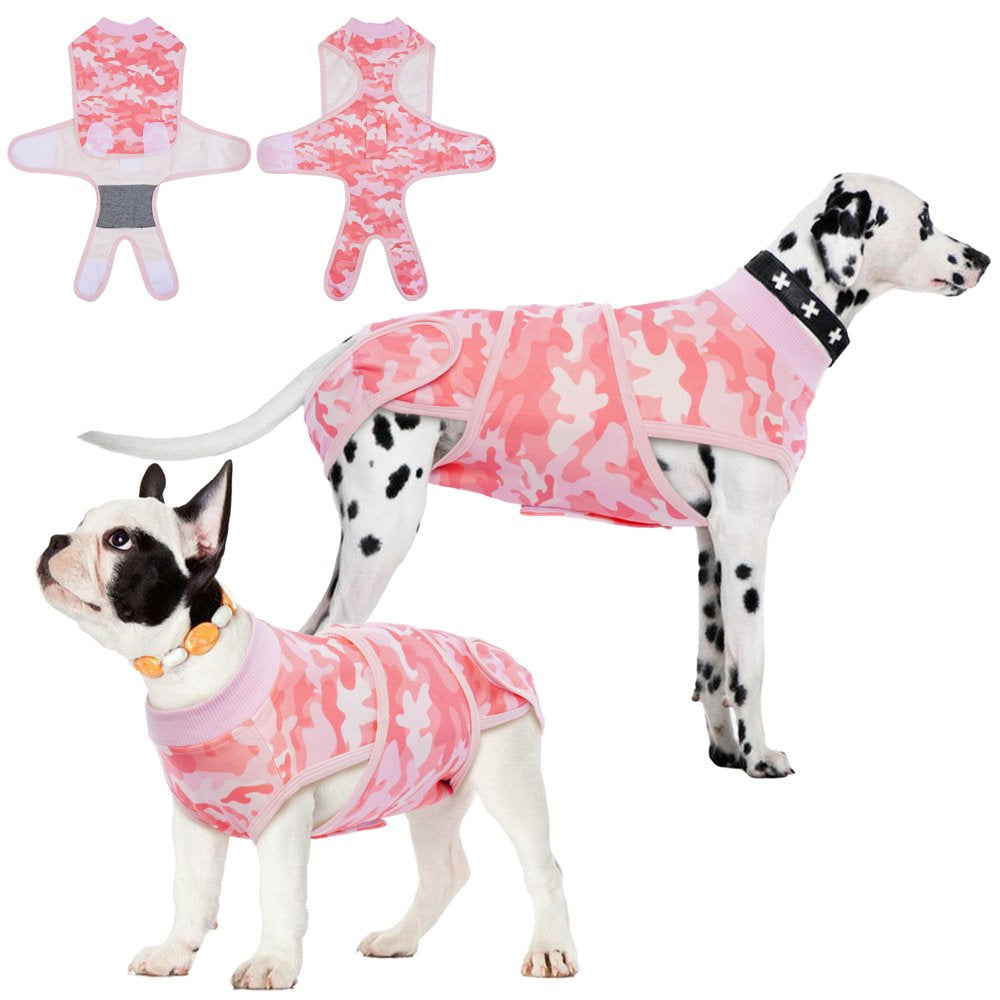 Kuoser Dog Surgical Recovery Suit, Breathable Pet Recovery Shirt, Dog Onesie after Surgery, Cone Collar Alternative, Purple Camouflage Animals & Pet Supplies > Pet Supplies > Dog Supplies > Dog Apparel Kuoser XXL Pink