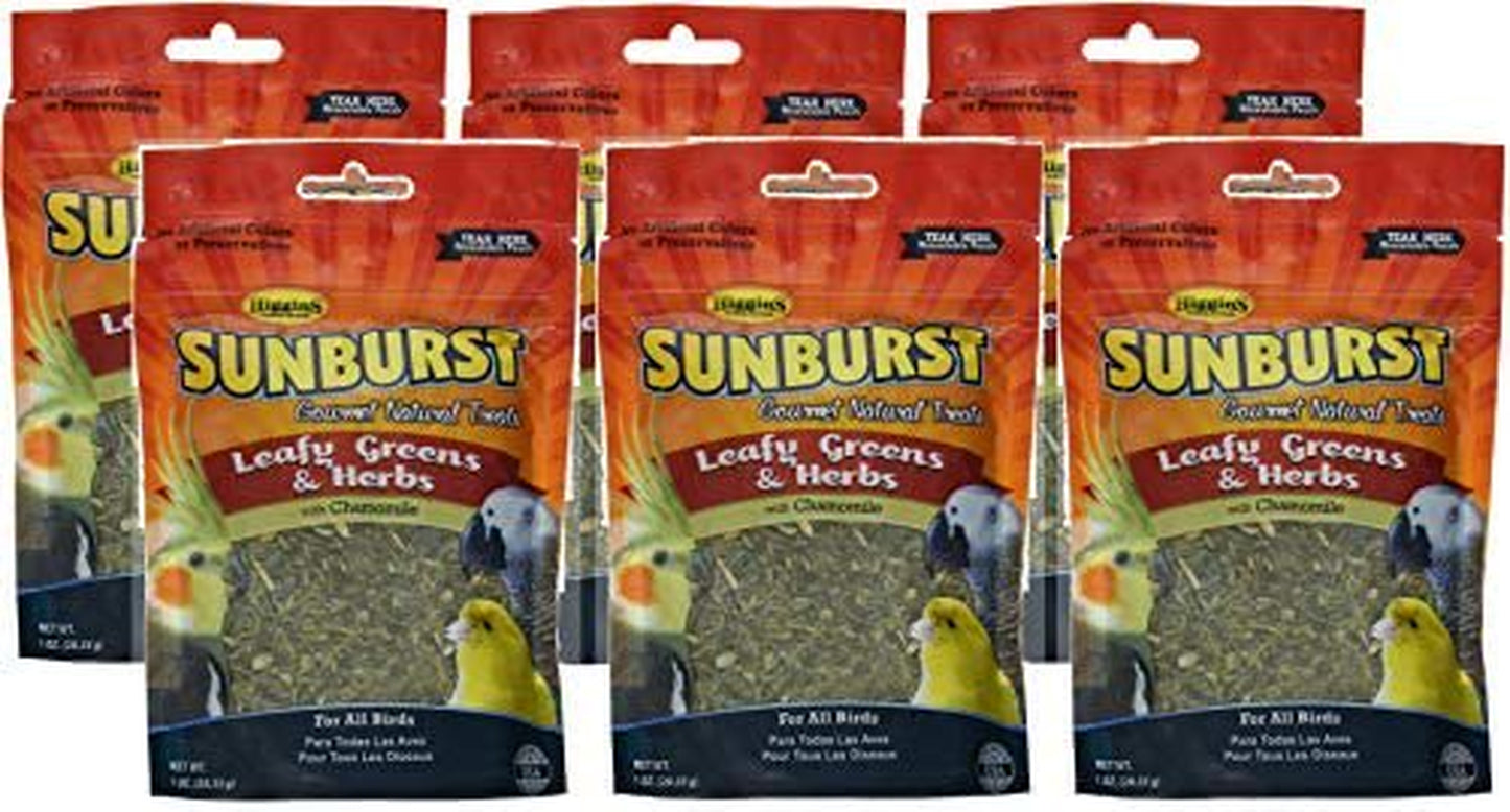 Higgins 6 Pack of Sunburst Leafy Greens & Herbs Gourmet Treats for All Birds, 1 Ounce per Pack Animals & Pet Supplies > Pet Supplies > Bird Supplies > Bird Treats Higgins Premium Pet Foods