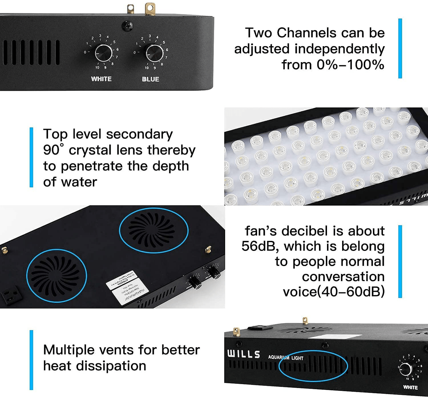 165W Aquarium Lights, WILLS Dimmable Full Spectrum Planted Aquarium Led Lights for Freshwater and Saltwater Coral Reef Fish Tank Animals & Pet Supplies > Pet Supplies > Fish Supplies > Aquarium Lighting WILLS   