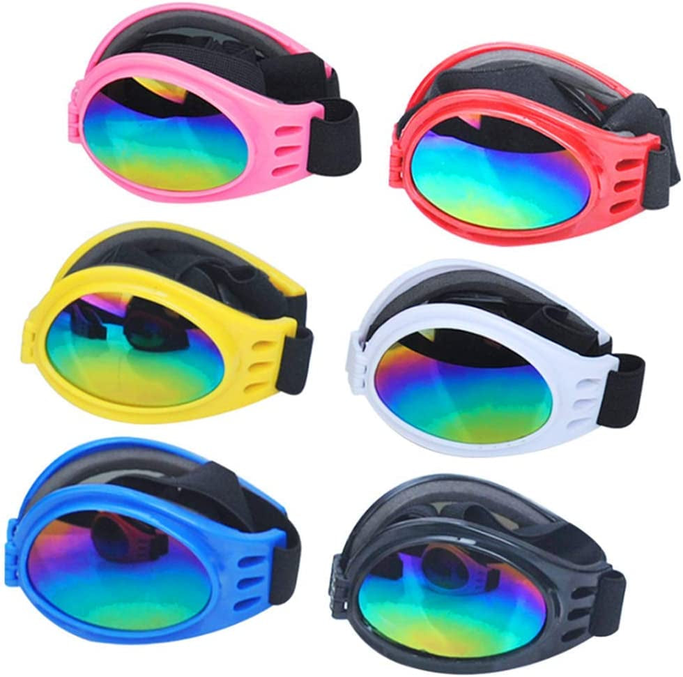 DPLUS Dog Goggles Dog Sunglasses - Glasses Set of 6 - for Dogs Dog Ski Goggles with UV Protection Pet Sunglasses with Adjustable Strap for Travel, Skiing and Anti-Fog Animals & Pet Supplies > Pet Supplies > Dog Supplies > Dog Apparel Dplus