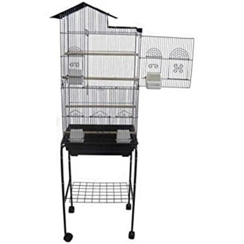 1754-4724BLK Bar Spacing Villa Top Bird Cage with Stand, Black Animals & Pet Supplies > Pet Supplies > Bird Supplies > Bird Cages & Stands Peticare