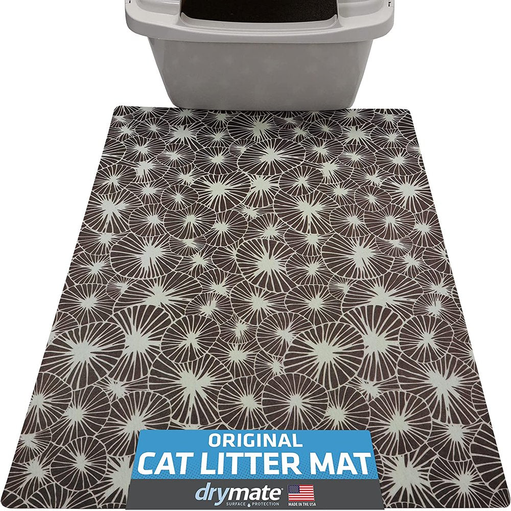 Drymate Original Cat Litter Mat, Contains Mess from Box for Cleaner Floors, Urine-Proof, Soft on Kitty Paws -Absorbent/Waterproof- Machine Washable, Durable (USA Made) Animals & Pet Supplies > Pet Supplies > Cat Supplies > Cat Litter Box Mats Drymate Large (20" x 28") Kahopo Grey 