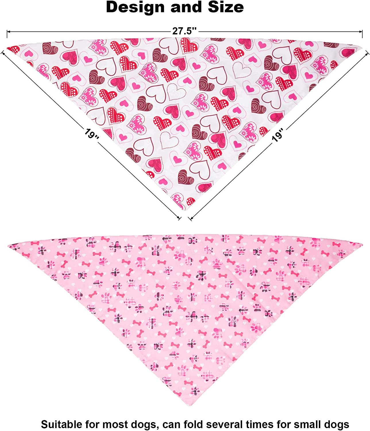 ADOGGYGO Valentine'S Day Dog Bandana Adjustable Reversible Triangle Dog Scarf Pet Bandana for Small Medium Large Dogs Cats Pets Animals & Pet Supplies > Pet Supplies > Dog Supplies > Dog Apparel ADOGGYGO