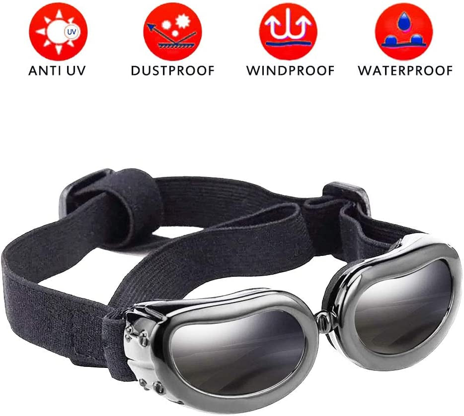 MEEQIAO Dog Sunglasses with Windproof, Anti-Uv Pet Goggles Eye Protection Dog Glasses for Small Pet Black (Black) Animals & Pet Supplies > Pet Supplies > Dog Supplies > Dog Apparel MEEQIAO