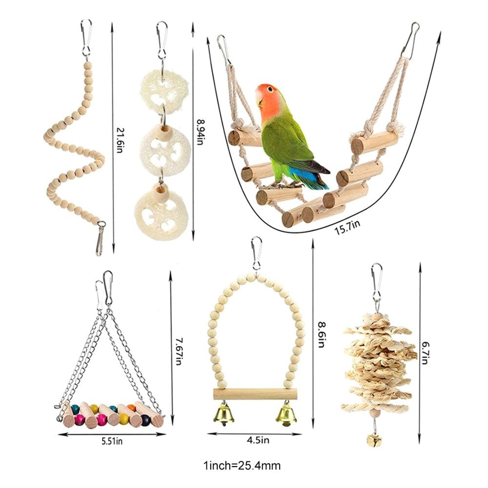 18 Pcs Bird Toys Parrot Perch Swing Hammock Ladder Bridge for Small Medium Birds Animals & Pet Supplies > Pet Supplies > Bird Supplies > Bird Ladders & Perches Leimezsty