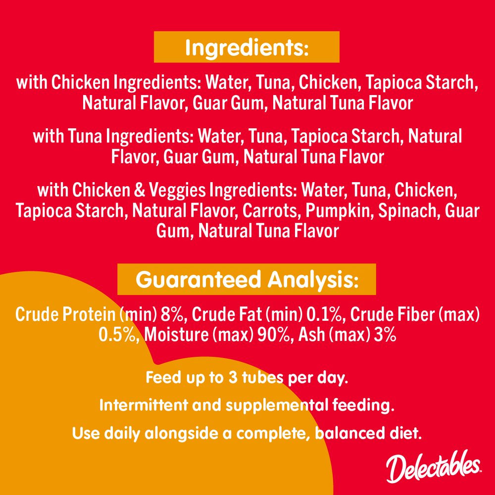 Delectables Squeeze up Tuna, Chicken & Vegetables Flavor Topper for Cat, 0.5 Oz. (20 Count) Animals & Pet Supplies > Pet Supplies > Cat Supplies > Cat Treats Hartz Mountain Corp
