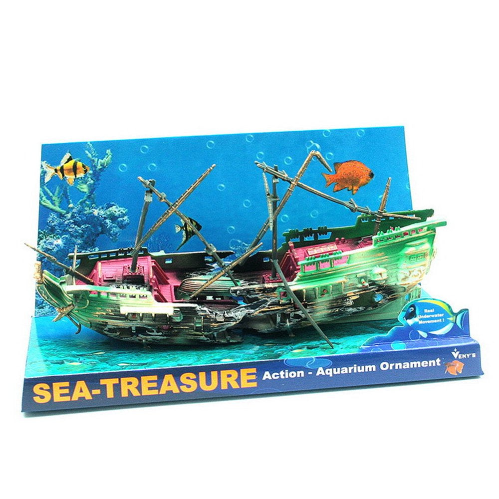TANGNADE Aquarium Large Broken Boat Shape Fish Tank Separated Sunk Shipwreck Wreck Decor Animals & Pet Supplies > Pet Supplies > Fish Supplies > Aquarium Decor TANGNADE