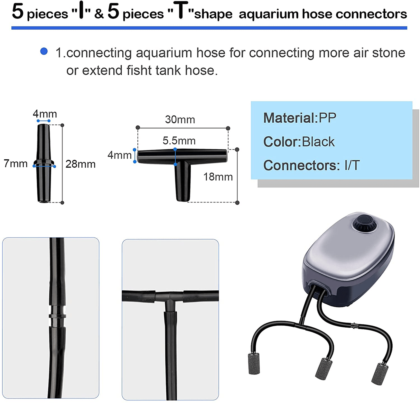 19.86/32.8/101.7 Feet Aquarium Airline Tubing Air Stone for Fish Tank Aquarium Check Value Aquarium Suction Cups Aquarium Air Controller and I T Connector Animals & Pet Supplies > Pet Supplies > Fish Supplies > Aquarium & Pond Tubing NestBasics