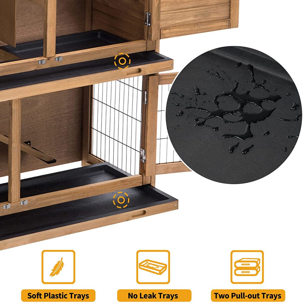 Lovupet Rabbit Hutch Cage with Pull Out Tray, 2 Story Indoor Outdoor Wooden Bunny Cage, Rabbit House with Run Ramp for Guinea, Habitat, Small Animals Pets Animals & Pet Supplies > Pet Supplies > Small Animal Supplies > Small Animal Habitats & Cages Overstock   