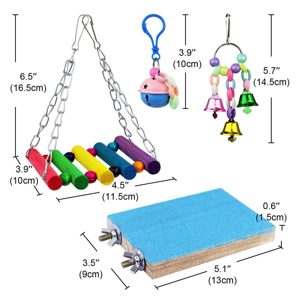 Cheers.Us 8Pcs/Set Bird Parrot Toys Ladders Swing Chewing Toys Hanging Pet Bird Cage Accessories Hammock Swing Toy for Small Parakeets Cockatiels, Lovebirds, Conures, Macaws, Finches Animals & Pet Supplies > Pet Supplies > Bird Supplies > Bird Toys Cheers.US