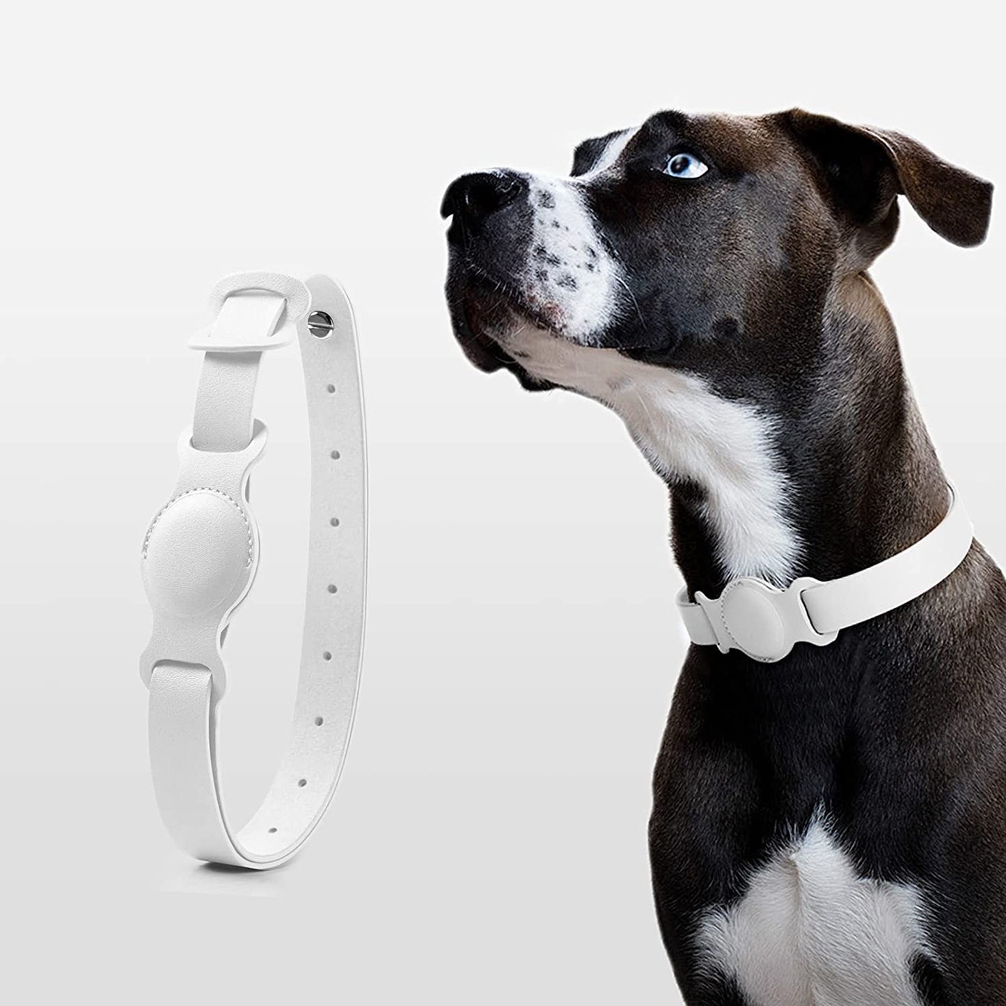 Leather Pet Collar Case for Apple Airtag, Anti-Lost Dog/Cat Strap Band Protective Cover Compatible with Apple Airtag Electronics > GPS Accessories > GPS Cases LeiJue White 28-42cm