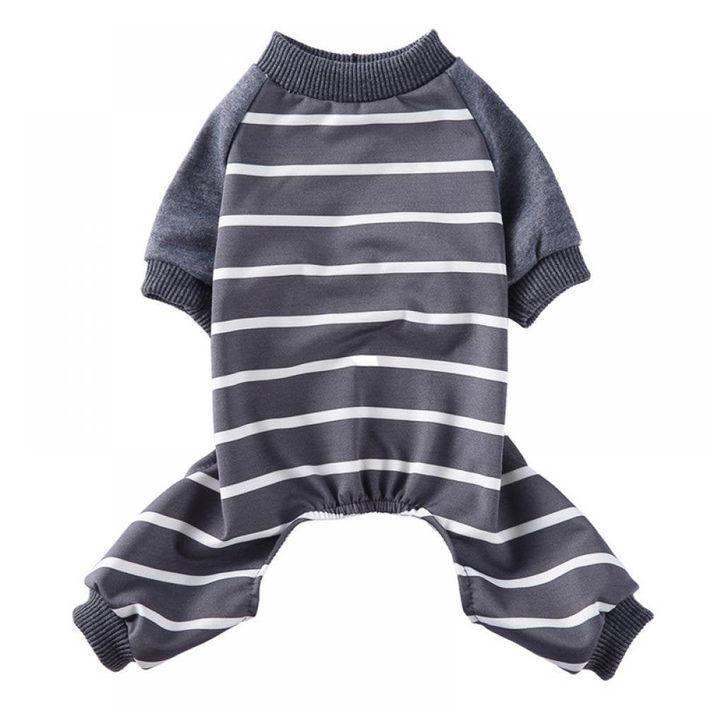 Dog Pajamas Striped Pet Jumpsuits Cotton Dog Onesies Long Sleeves Pet Pajamas Cute Dog Apparels Soft Pet Clothes for Puppy Small Dogs (Red,S) Animals & Pet Supplies > Pet Supplies > Dog Supplies > Dog Apparel 798413868 XL Gray