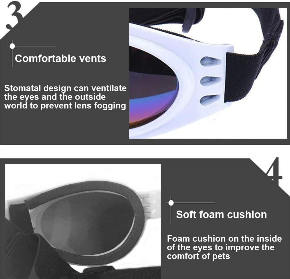 NA/ 2 Pcs Dog Goggles, Adjustable Strap Dog Goggles Eye Wear Protection for Travel Skiing, UV Protection Waterproof Sunglasses for Dog (Black, White) Animals & Pet Supplies > Pet Supplies > Dog Supplies > Dog Apparel PINTOU