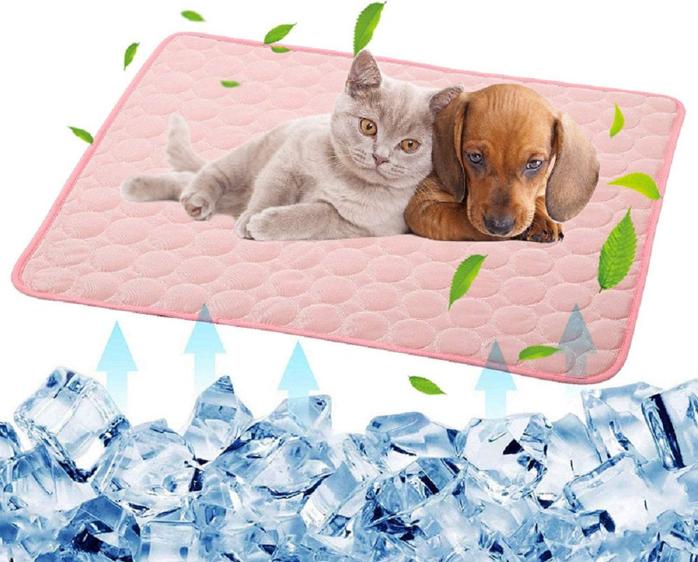 Summer Cooling Mat for Dogs Cats Pet Cooling Mat Dogs Cats Chill Bed Indoor Summer Heat Relief Indoor Cool Cushion Gel Sleeping Pad Seat Pet Crate Pad Portable & Washable Pet Cooling Blanket Animals & Pet Supplies > Pet Supplies > Cat Supplies > Cat Beds Zenbath S/20 X 16in Pink
