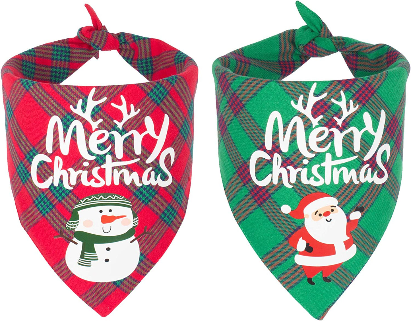 ADOGGYGO 2 Pack Dog Bandana Christmas Classic Buffalo Plaid Dog Scarf Pet Triangle Bibs Christmas Costume Accessories for Small Medium Large Dogs Cats Pets (Red & Green) Animals & Pet Supplies > Pet Supplies > Dog Supplies > Dog Apparel ADOGGYGO Red & Green-2