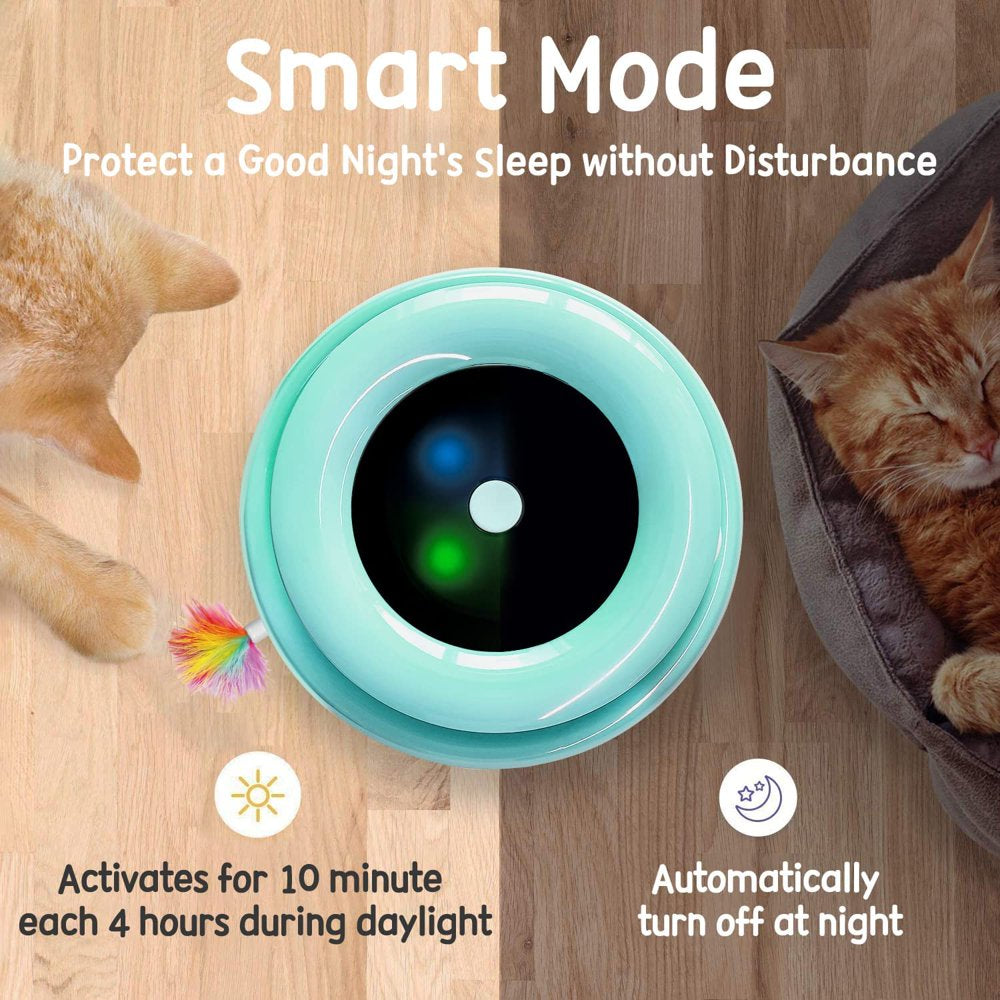 Cat Toys ORSDA 2-In-1 Interactive Cat Toys for Indoor Cats, Automatic Cat Toy Balls, Ambush Feather Kitten Toys with 6Pcs Attachments, Auto On/Off(Robin Egg Blue) Animals & Pet Supplies > Pet Supplies > Cat Supplies > Cat Toys ORSDA