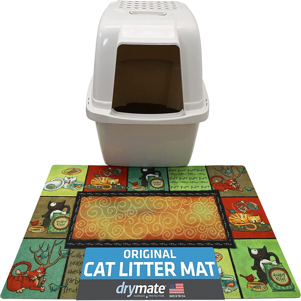 Drymate Original Cat Litter Mat, Contains Mess from Box for Cleaner Floors, Urine-Proof, Soft on Kitty Paws -Absorbent/Waterproof- Machine Washable, Durable (USA Made) Animals & Pet Supplies > Pet Supplies > Cat Supplies > Cat Litter Box Mats Drymate Large (20" x 28") Kitty Chaos 