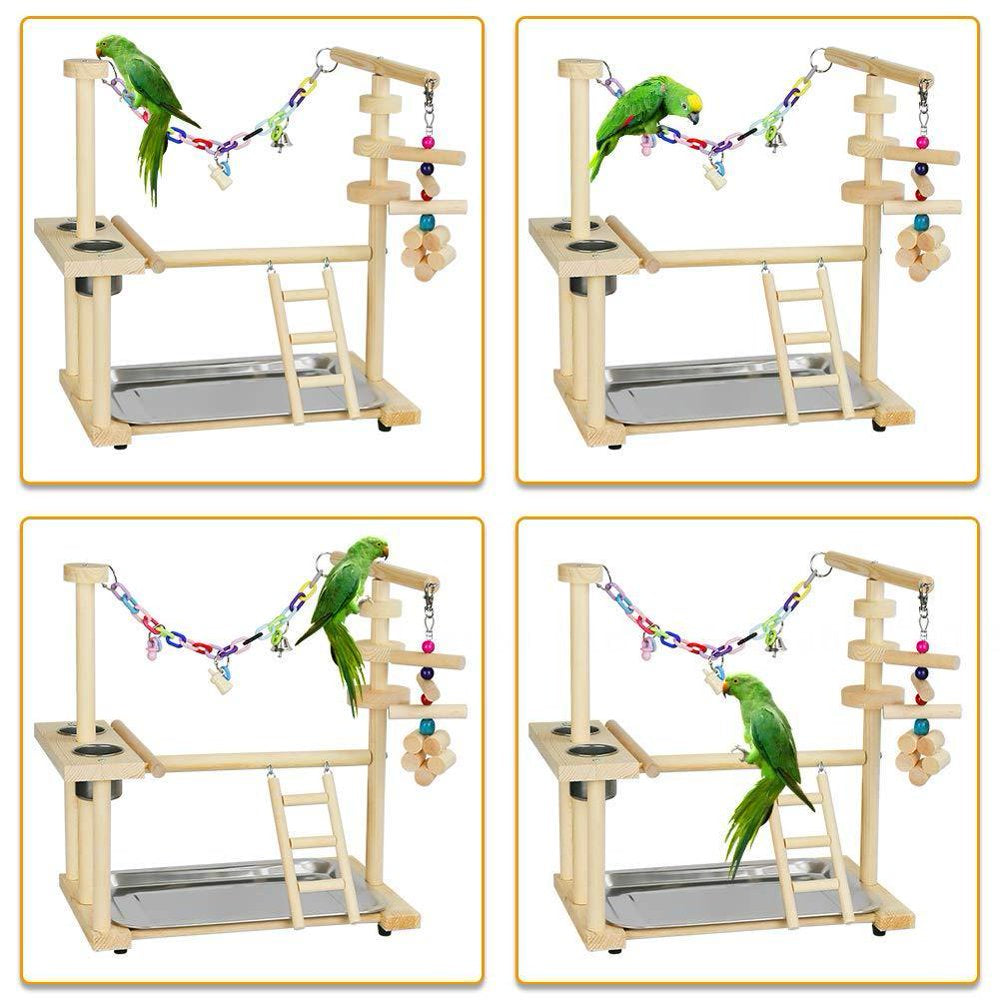 Fovien Bird'S Nest Bird Perches Play Stand Gym Parrot Playground Playgym Playpen Playstand Swing Bridge Tray Wood Climb Ladders Wooden Conure Parakeet Macaw 1PCS Animals & Pet Supplies > Pet Supplies > Bird Supplies > Bird Gyms & Playstands Fovien