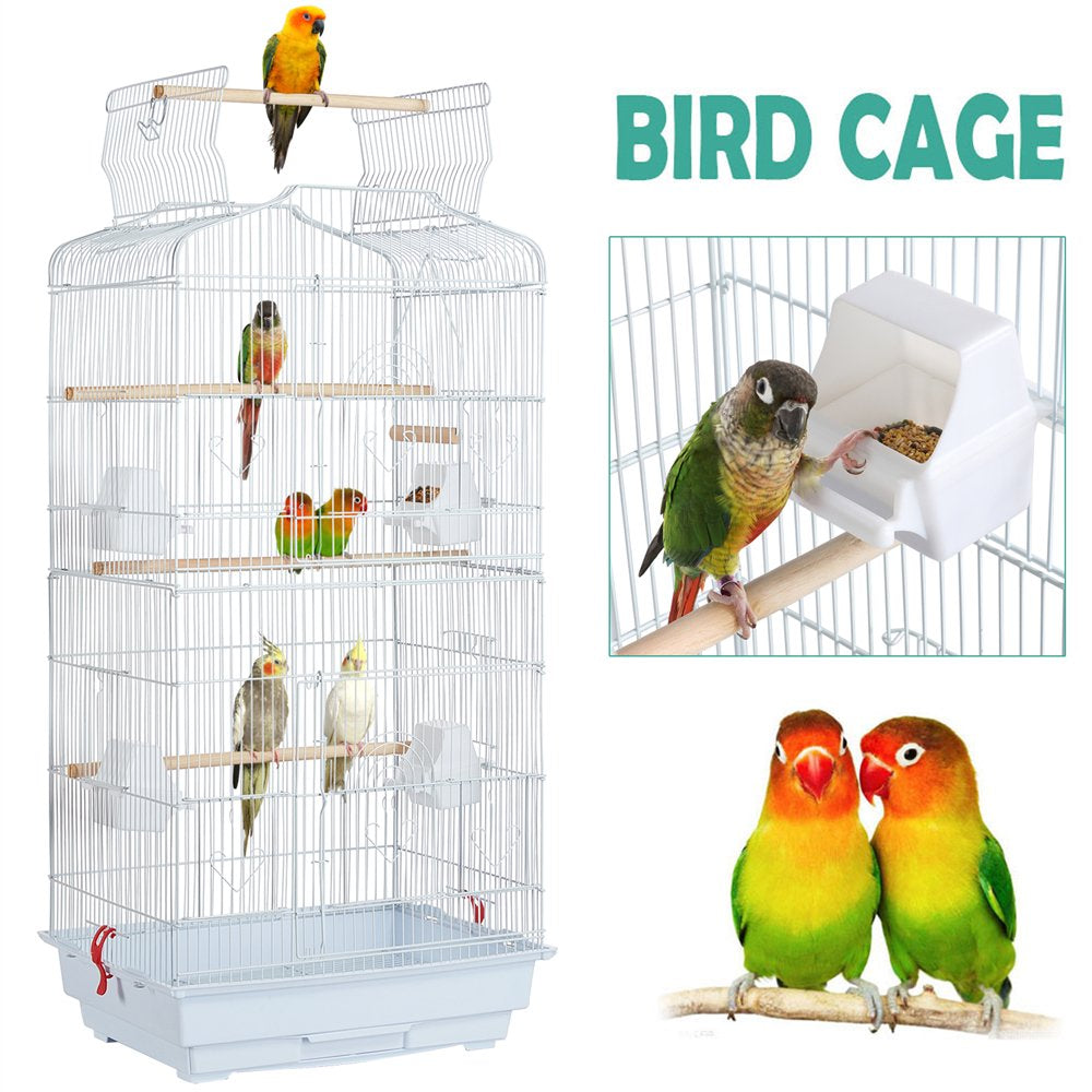 Topeakmart 41''H Open Top Metal Bird Cage with Perch Stand Black Animals & Pet Supplies > Pet Supplies > Bird Supplies > Bird Cages & Stands Topeakmart White