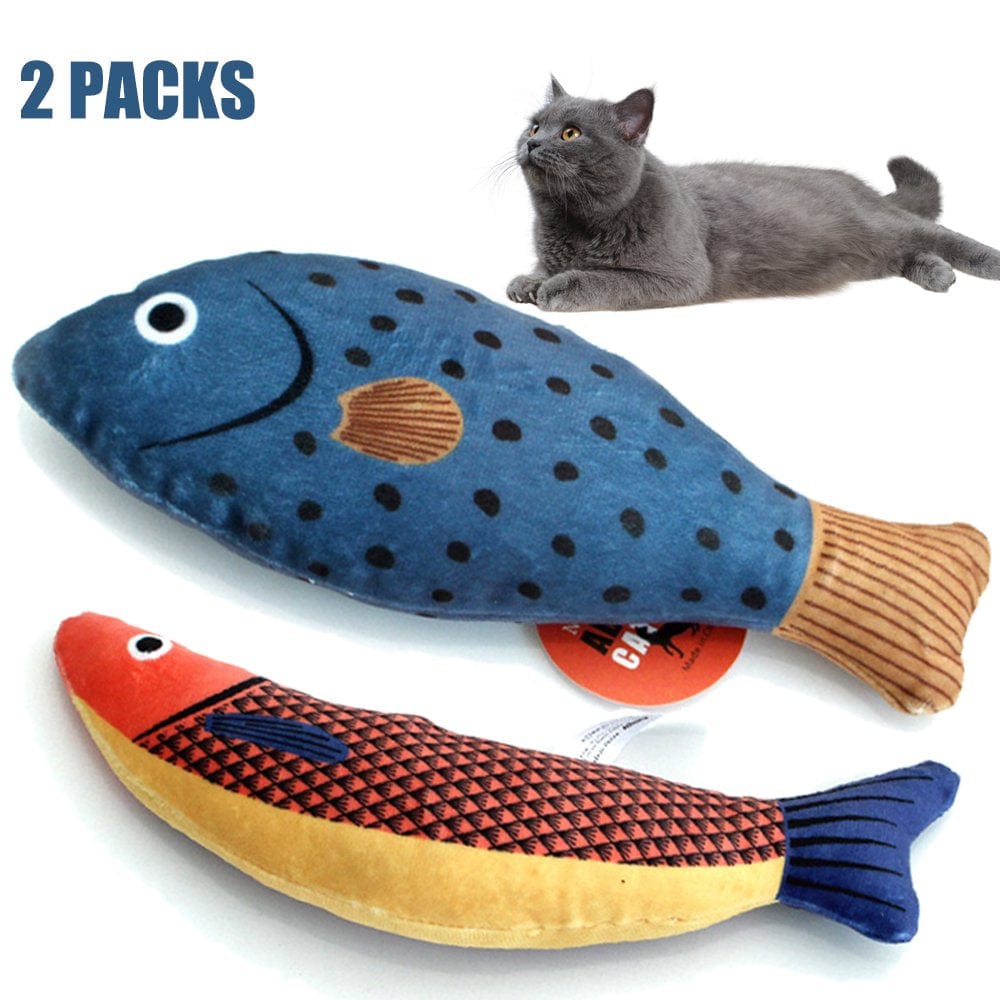 2 Pack Electric Moving Fish Cats Toy, Realistic Flopping Wagging Kicker Fish Toys Interactive Catnip Toys for Kitty Pets Animals & Pet Supplies > Pet Supplies > Cat Supplies > Cat Toys Daxin Non-Electric