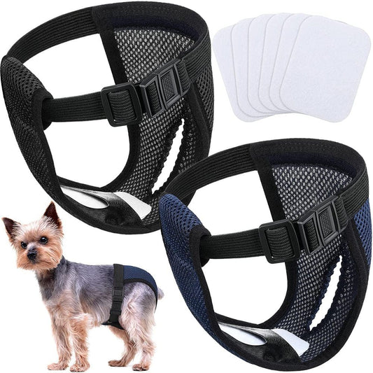 2 Pack Female Dog Panties with 6 Sanitary Pad, Washable Adjustable Protective Trousers Dog Nappies for Female Dogs in Heat Monthly Bleeding Physiological Protective Pants, Puppy Diapers Animals & Pet Supplies > Pet Supplies > Dog Supplies > Dog Diaper Pads & Liners ChuHeDianZi S  
