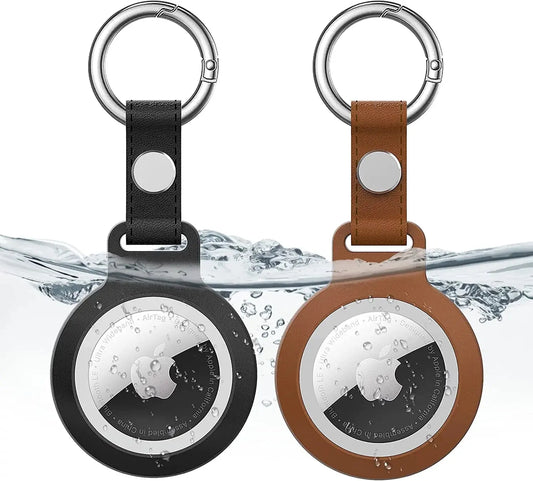 [2 Pack] Supfine Waterproof Airtag Keychain,Shockproof Tracker Case with Loop Key Ring for Apple Airtags,Ipx8 Airtag Cover for Wallet,Luggage,Cat,Dog,Pets(Black/Brown) Electronics > GPS Accessories > GPS Cases SUPFINE Black/Dark brown  