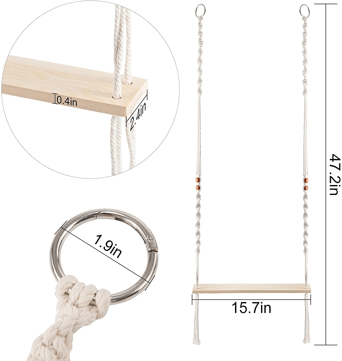 2 Pcs Chicken Swing Toy- Bohemian Natural Wood Chicken Stand Perch Hand-Woven Chicken Ladder with Beads Bird Swing Toy for Big Poultry Chicken Duck Bird Parrot Pet Entertainment Animals & Pet Supplies > Pet Supplies > Bird Supplies > Bird Ladders & Perches Aulock