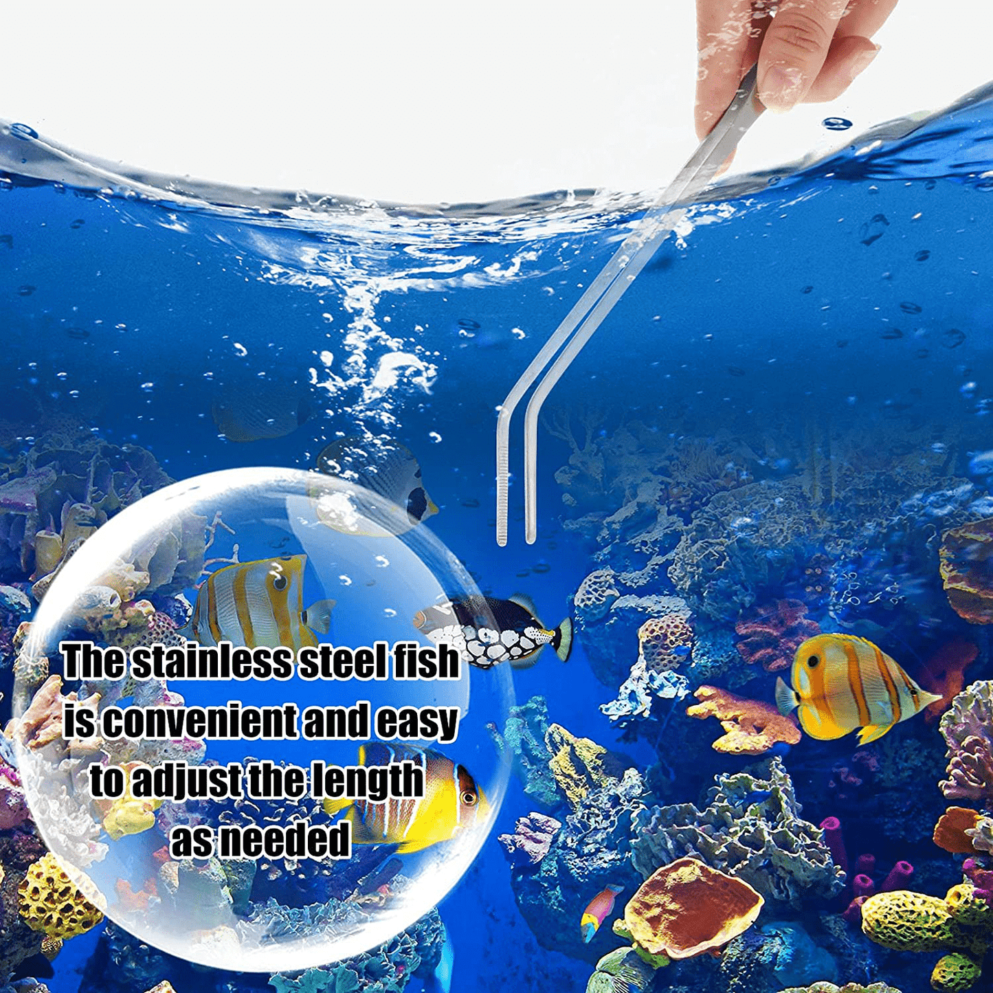 2 Pieces Aquarium Fish Net with Extendable 9 - 22 Inch Long Stainless Steel Handle Fish Tank Net and 2 Pieces Stainless Steel Straight and Curved Tweezer for Aquarium, Fish Tank Pond, Betta Fish Net Animals & Pet Supplies > Pet Supplies > Fish Supplies > Aquarium Fish Nets Frienda