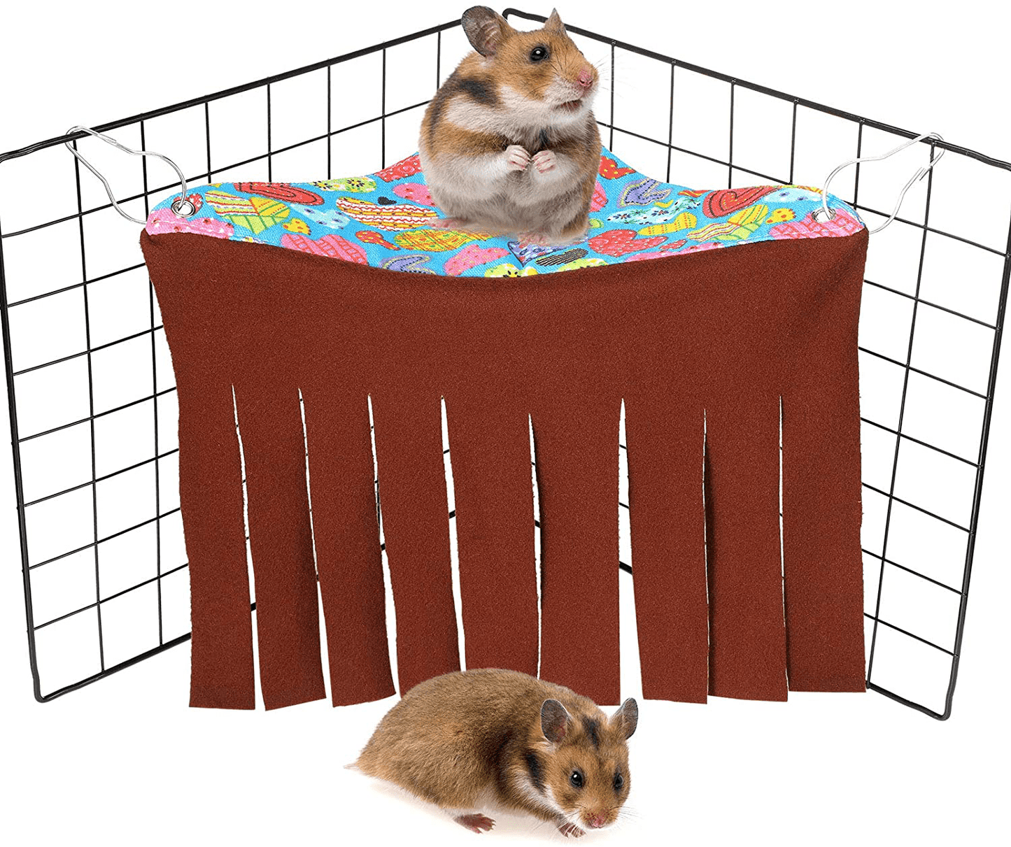 2 Pieces Corner Hideout for Guinea Pigs Forest Hideaway Peekaboo Pet Cage Accessories Funny Habitat Tent Hammock with 3 Hooks and Curtain Sides for Small Animals Hamster Ferret Mice Chinchilla Animals & Pet Supplies > Pet Supplies > Small Animal Supplies > Small Animal Habitat Accessories Weewooday