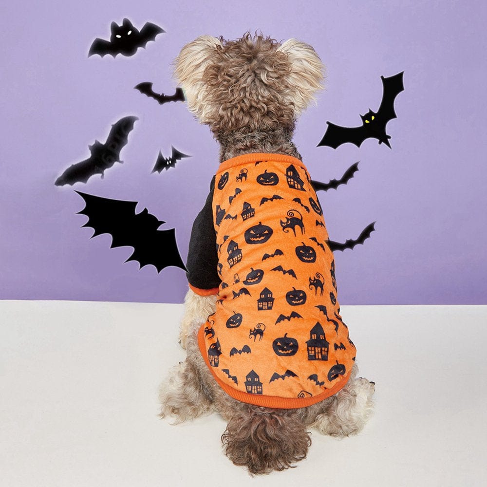 2 Pieces Halloween Dog Shirts Printed Puppy Outfits Pet Costume Cute Dog Clothing for Small Dogs and Cats Halloween Cosplay Pet Apparel Animals & Pet Supplies > Pet Supplies > Cat Supplies > Cat Apparel Kernelly