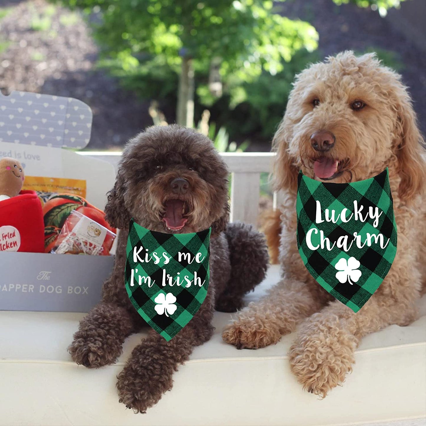 STMK 2 Pack St. Patrick'S Day Dog Bandanas, Holiday Plaid Dog Puppy Bandana for Dog Puppy St. Patrick'S Day Holiday Party Decorations Animals & Pet Supplies > Pet Supplies > Dog Supplies > Dog Apparel STMK