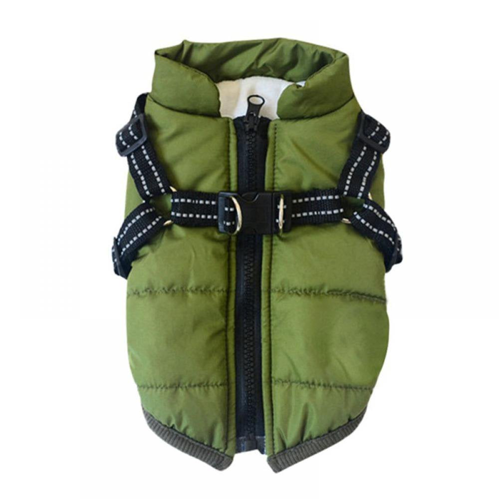 Pet Dog Jacket Vest Waterproof Thick Fleece Warm Coat for Puppy Cat Winter Cold Weather Apparel Clothes Animals & Pet Supplies > Pet Supplies > Cat Supplies > Cat Apparel The Hillman Group S Green