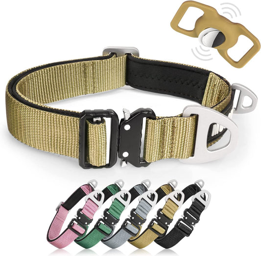 MOOGROU Dog Collar with Airtag Holder,Quick-Release Metal Buckle Heavy Duty Pet Collar for Small Medium Large Dogs,Premium Adjustable Nylon Airtag Dog Collar with Soft Neoprene Padded Comfy 1"1.2"1.5" Electronics > GPS Accessories > GPS Cases MOOGROU   