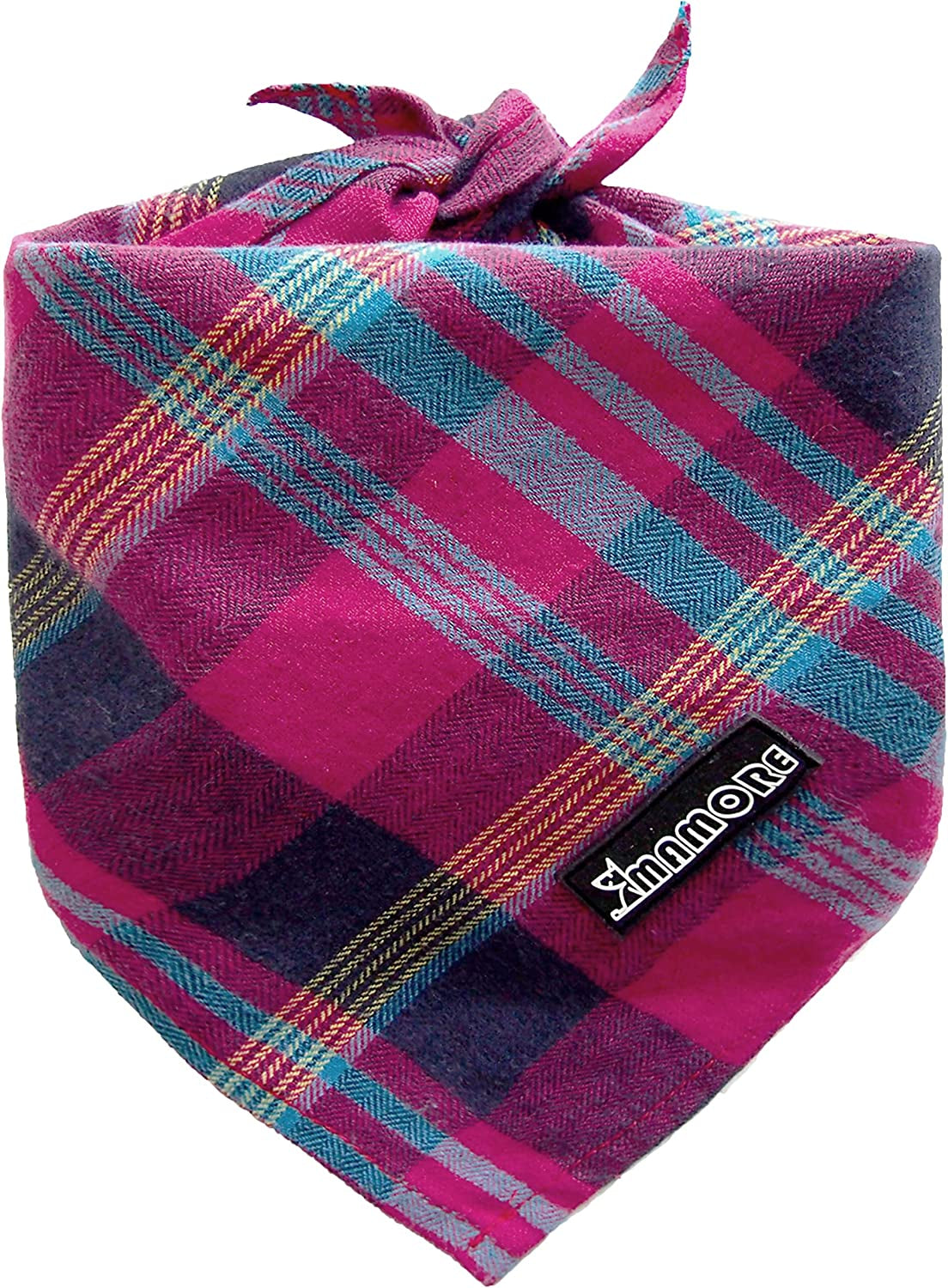 Adjustable Plaid Dog Bandanas,1Pc Soft Washable Cotton Triangle Bib Kerchief Scarfs for Small Medium Large Dogs and Cats (Brown&Blue, Large) Animals & Pet Supplies > Pet Supplies > Dog Supplies > Dog Apparel MAMORE Fuchsia&Blue Small