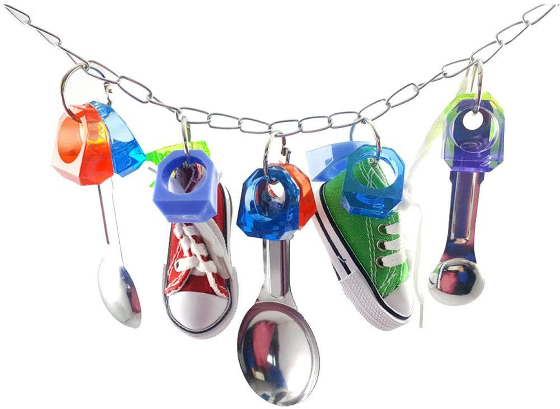 Parrot Hanging Chewing Toys Swing Bird Spoon Mini Sneaker for Parakeet Cockatiel Animals & Pet Supplies > Pet Supplies > Bird Supplies > Bird Gyms & Playstands Lsgrael