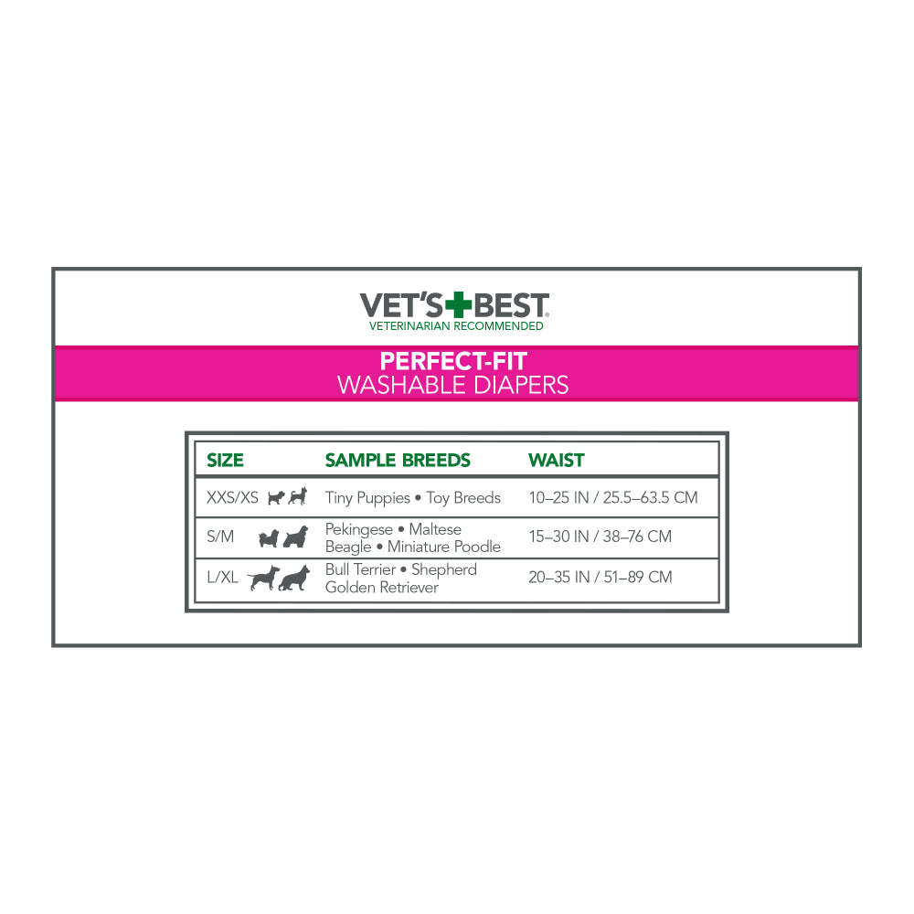 Vet'S Best Perfect Fit Washable Female Dog Diaper, S/M, 1 Ct Animals & Pet Supplies > Pet Supplies > Dog Supplies > Dog Diaper Pads & Liners Vet's Best