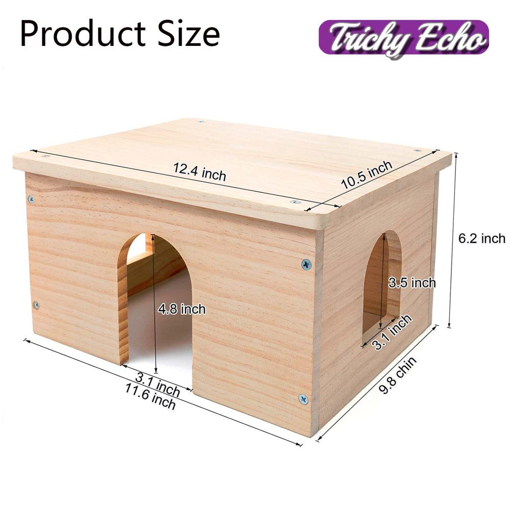 Guinea Pigs Wood House with Window, Small Animals Hut Hideout, Natural Habitat Cage for Guinea Pigs, Hamsters, Chinchillas Animals & Pet Supplies > Pet Supplies > Small Animal Supplies > Small Animal Habitats & Cages KOL PET