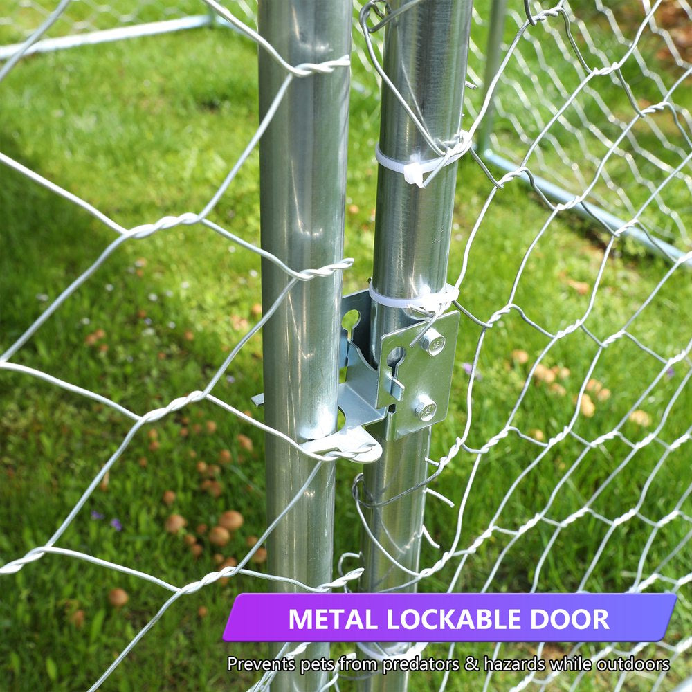 LVUYOYO Outdoor Metal Dog Kennel Run House with Water Resistant Cover Roof Cage Animals & Pet Supplies > Pet Supplies > Dog Supplies > Dog Kennels & Runs LVUYOYO