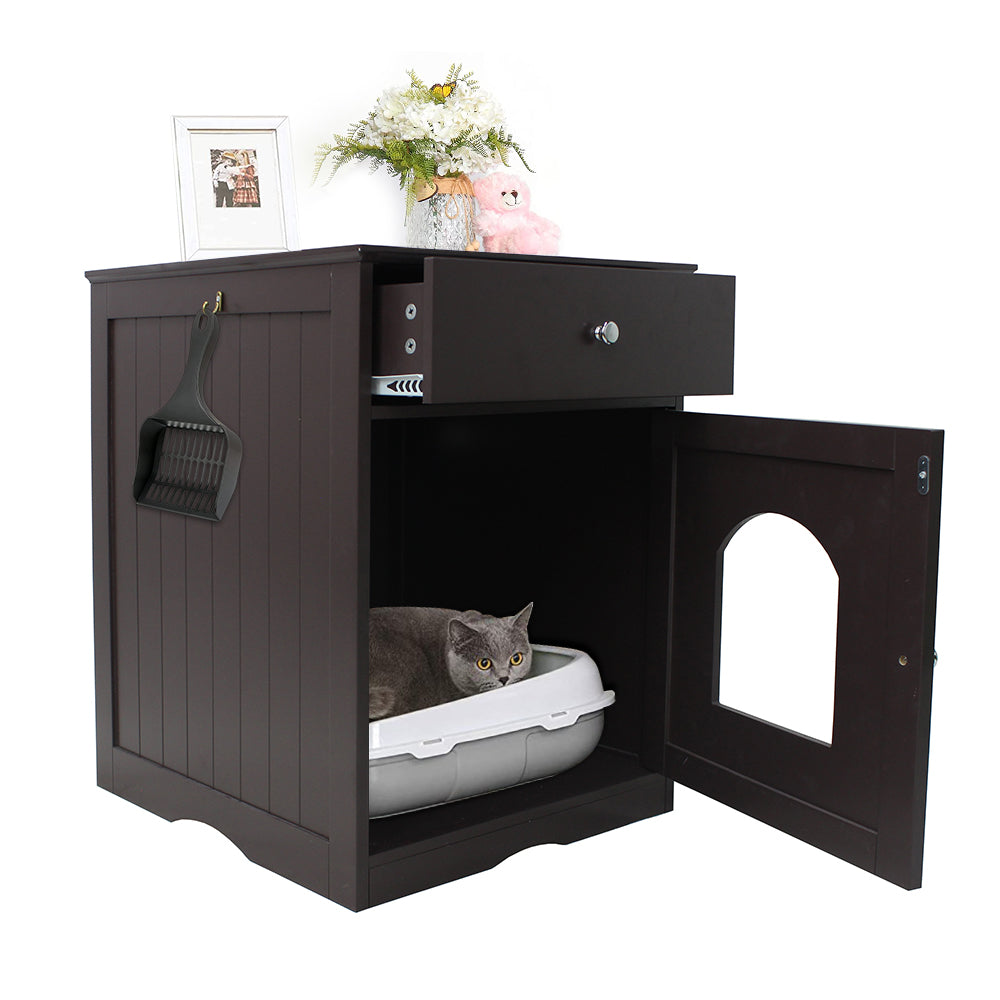 BTMWAY Cat Litter Box Hidden Enclosure for Indoor, Multi-Function Decorative Cat House Side Table, Kitty Washroom Hooded Hidden Pet Box, Cats Furniture Cabinet, Browna6458 Animals & Pet Supplies > Pet Supplies > Cat Supplies > Cat Furniture BTMWAY Style B