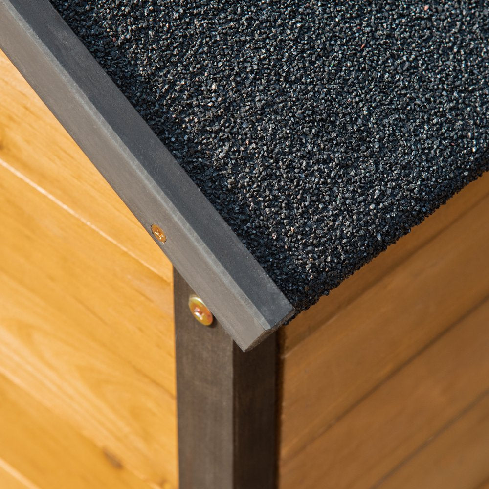 Pawhut Wooden Outdoor Dog House for Small and Medium Size Dogs up to 66 Lbs., Natural Animals & Pet Supplies > Pet Supplies > Dog Supplies > Dog Houses Aosom LLC