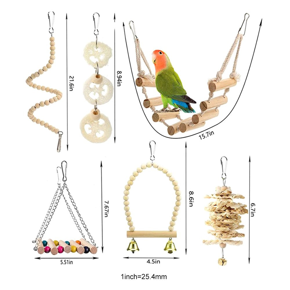 Dasbsug 18-Pack Bird Toys for Parakeets Swing Perch Ladder Hammock Parrot Chewing Toys Suitable Size Release Boredom & Anxiety Animals & Pet Supplies > Pet Supplies > Bird Supplies > Bird Ladders & Perches Dasbsug