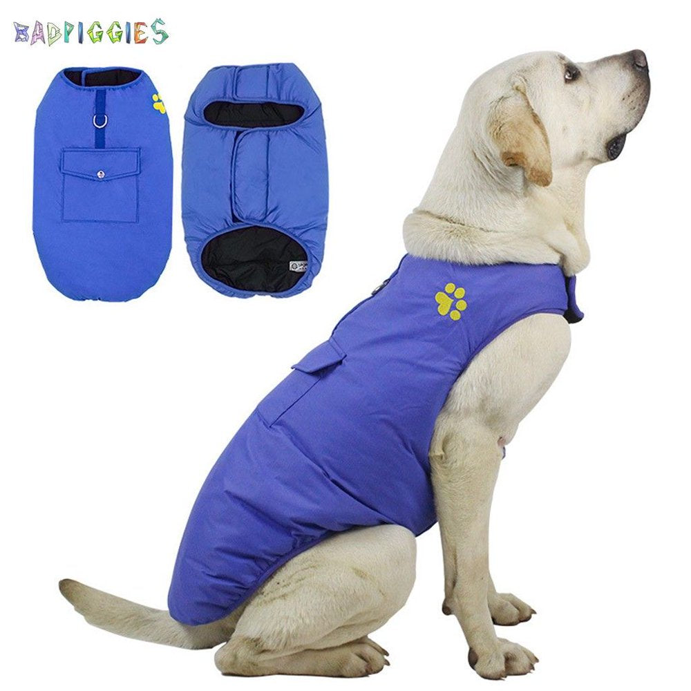Badpiggies Double Sides Dog Vest Coat Winter Waterproof Pet Jacket for Small Medium Large Dogs (XS, Red) Animals & Pet Supplies > Pet Supplies > Dog Supplies > Dog Apparel BadPiggies 2XL Blue