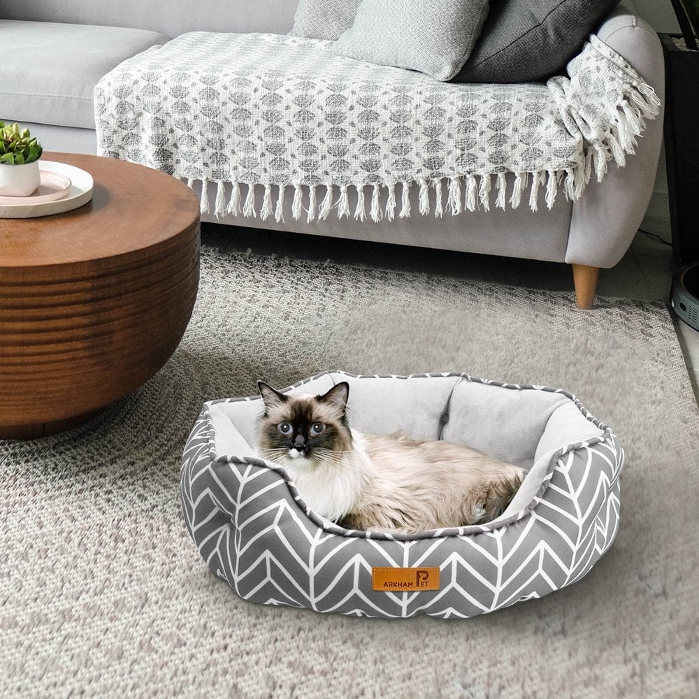 23.6" Small Dog Bed, Cat Beds for Indoor Cats, Pet Bed for Puppy and Kitty, Two-Layer Non-Slip Bottom and Soft Velvet & Waterproof Oxford Two-Sided Dog Beds Animals & Pet Supplies > Pet Supplies > Cat Supplies > Cat Beds Howarmer Cat bed