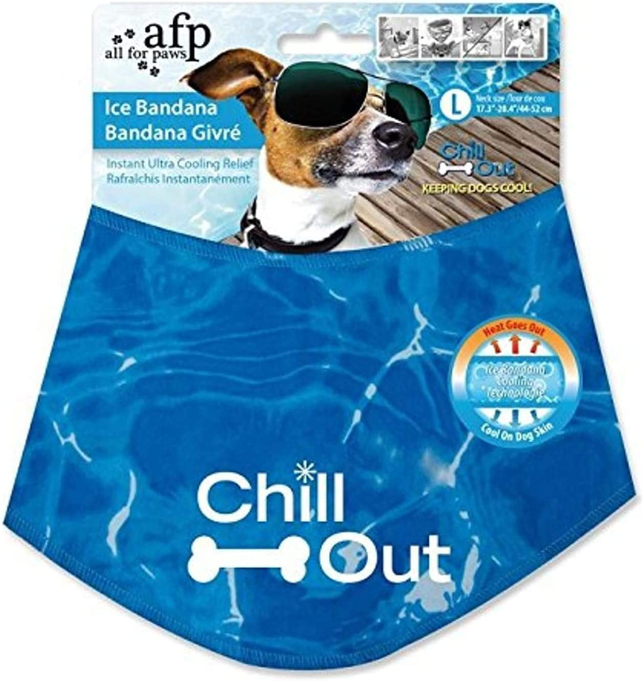 ALL for PAWS Chill Out Dog Ice Bandana, Instant Cooling Pet Bandana, Breathable Scarf Dog Cat Ice Collar for Summer Animals & Pet Supplies > Pet Supplies > Dog Supplies > Dog Apparel Rolf C. Hagen (USA) Corp. Standard Packaging Large