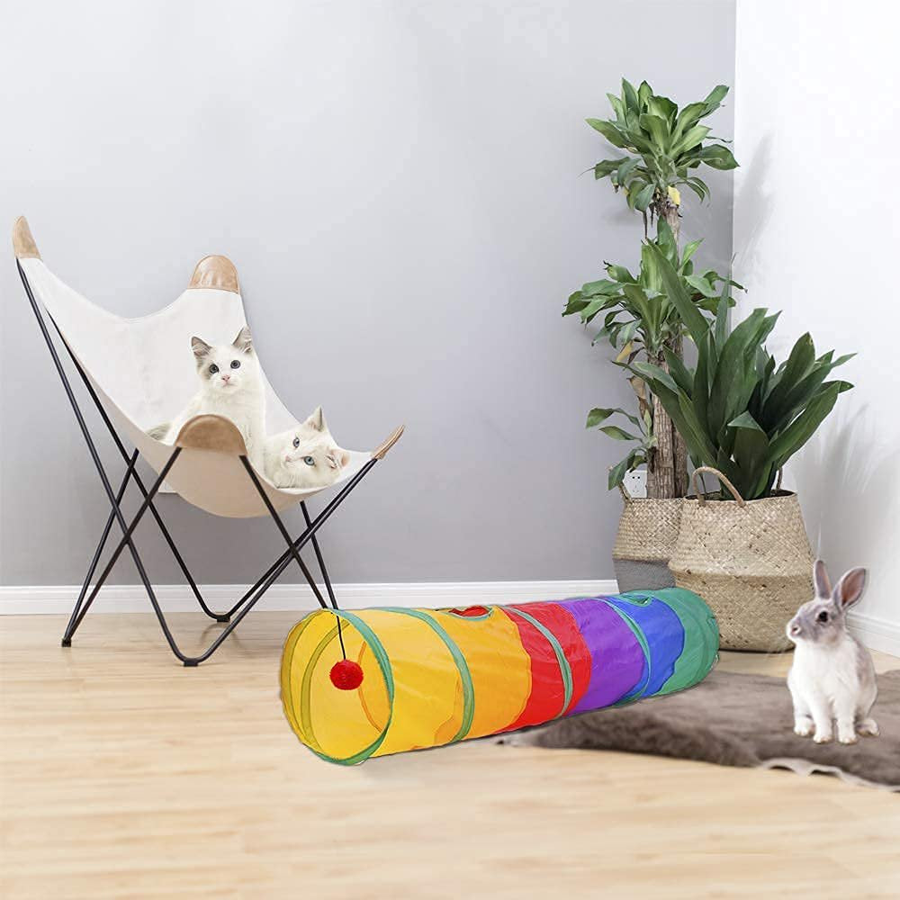 Seenda Collapsible Rainbow Cat Tunnel for Indoor Cats,Interactive Cat Tube Toy with Play Ball Animals & Pet Supplies > Pet Supplies > Cat Supplies > Cat Toys Seenda
