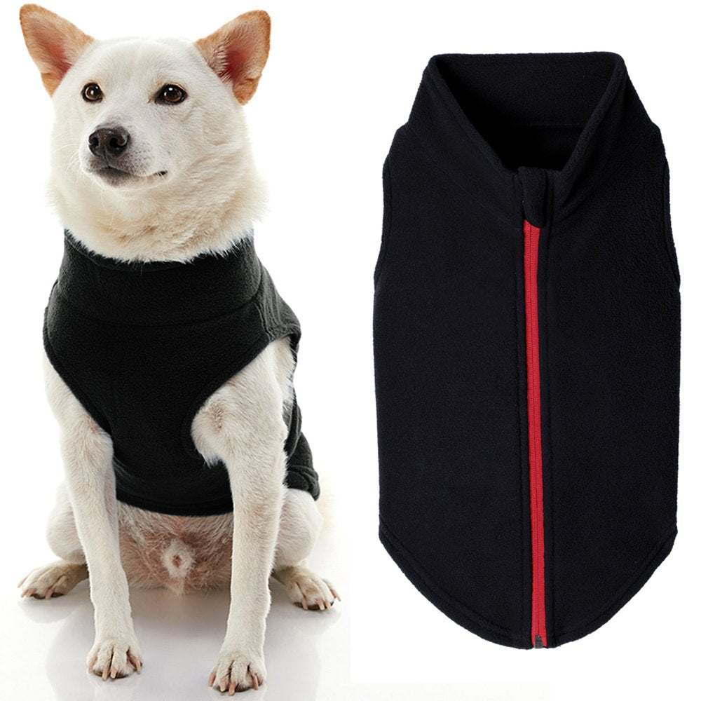 Gooby Zip up Fleece Dog Sweater - Black, Small - Warm Pullover Fleece Step-In Dog Jacket with Dual D Ring Animals & Pet Supplies > Pet Supplies > Dog Supplies > Dog Apparel Inafiction USA, Inc. dba Gooby Pet Fashion 3X-Large Chest (~28.5") Black