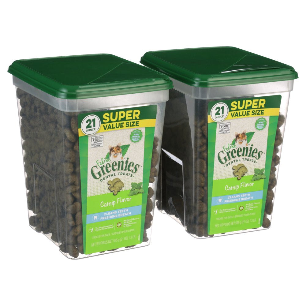FELINE GREENIES Adult Dental Cat Treats, Catnip Flavor, 21 Oz. Tub Animals & Pet Supplies > Pet Supplies > Cat Supplies > Cat Treats Mars Petcare