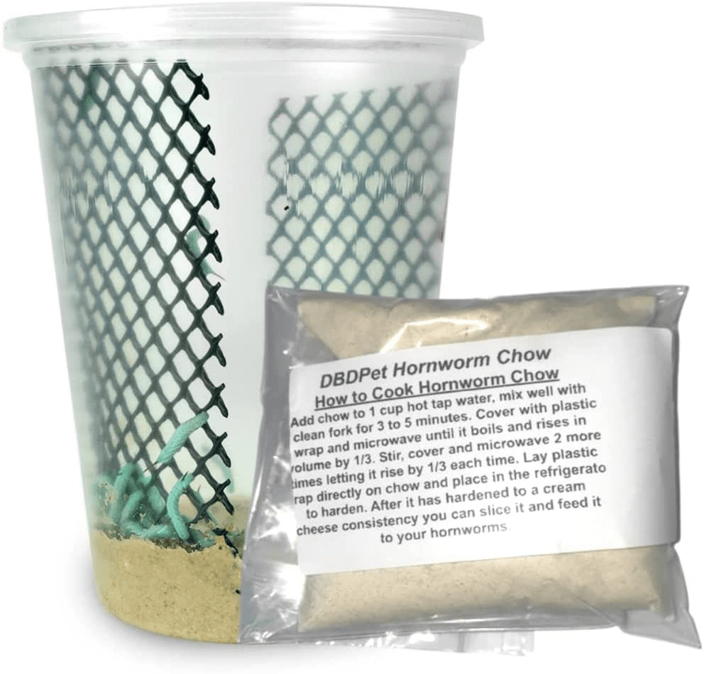 25-30 Live Hornworms by Dbdpet - Enough Food to Grow to about 1-1/2 to 2" Max - Includes 1Oz Hornworm Chow Animals & Pet Supplies > Pet Supplies > Reptile & Amphibian Supplies > Reptile & Amphibian Substrates DBDPet